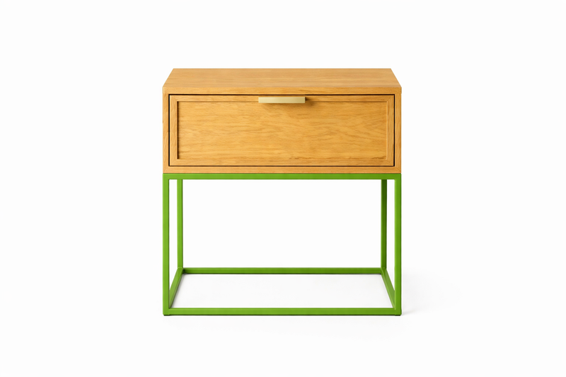 ZACK Bedside Table - oak / grass green