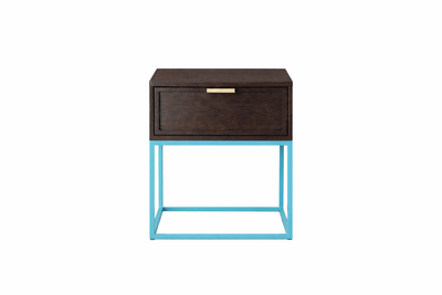ZACK Bedside Table - wenge / aqua blue
