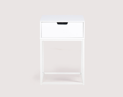 Mitra Bedside Table with 1 Drawer (White)