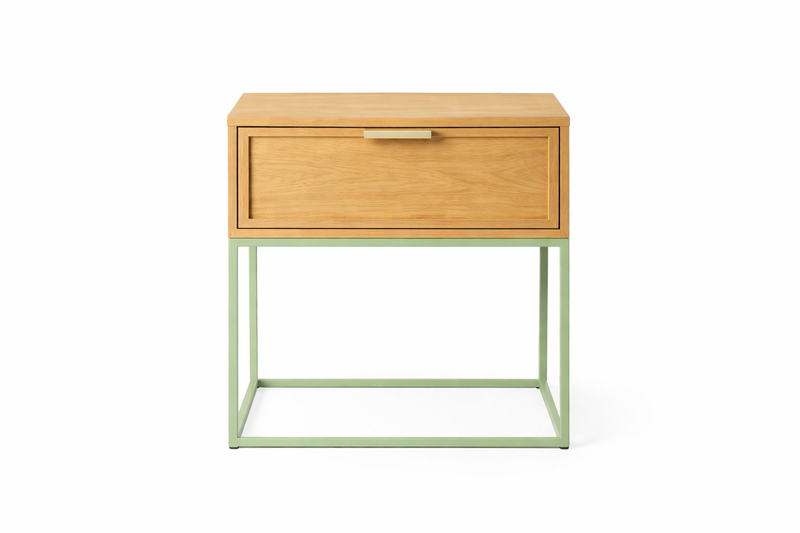 ZACK Bedside Table - oak / light green