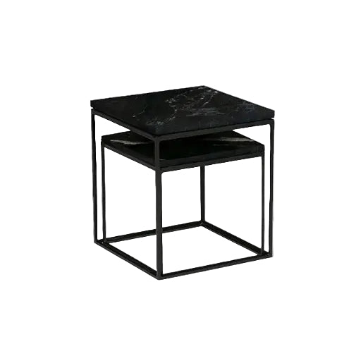 Set of 2 Mellow End Table Marble Black