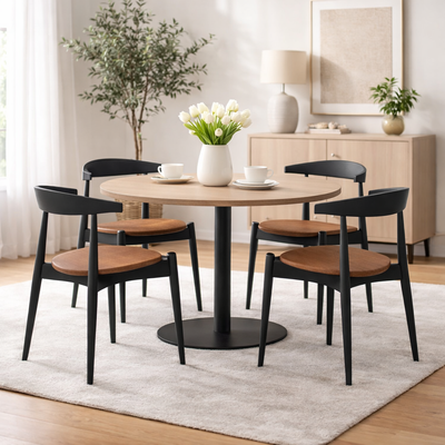 ELBOW Dining chair - Black / Light Brown.