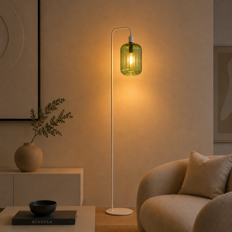 LEKAR Floor Lamp - light grey / green (E27)