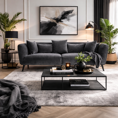 AVENUE 3 Seater MEG 21 - charcoal velvet