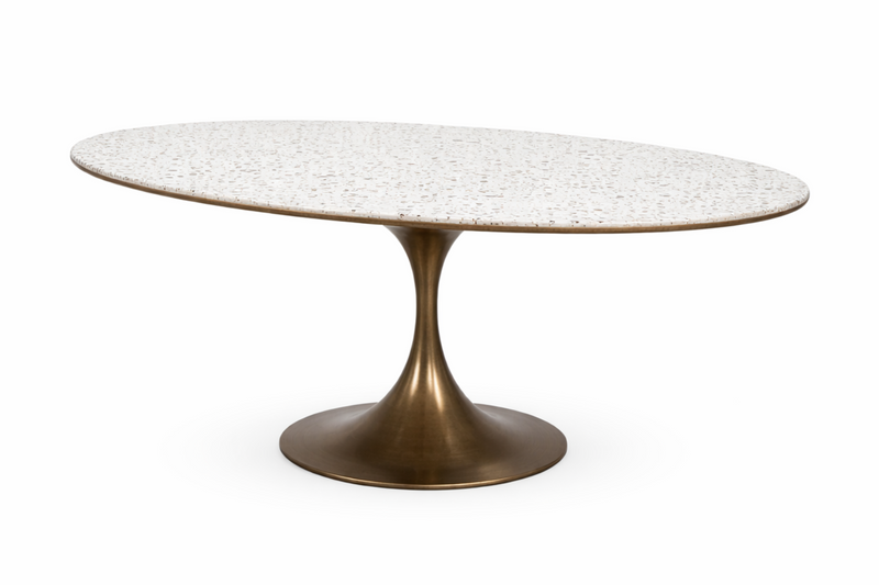 LUSSO Oval Dining Table 180cm - terrazzo / dark brown