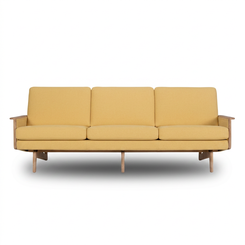 EGSMARK Cane Webbing 3-Seater Sofa - lamony curry