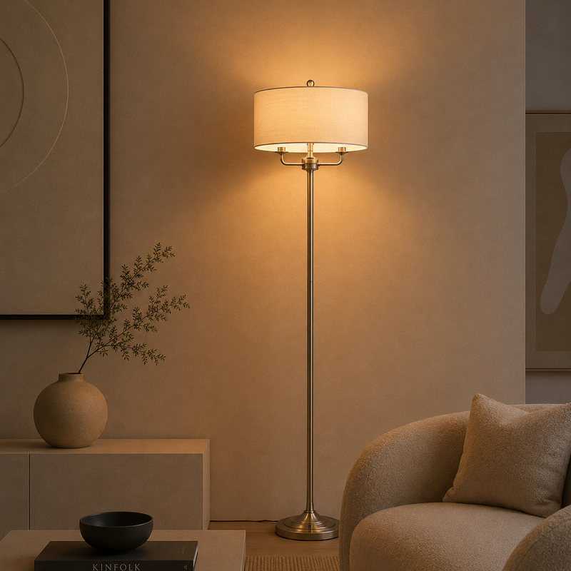 GRANTHAM Floor Lamp -satin nickel