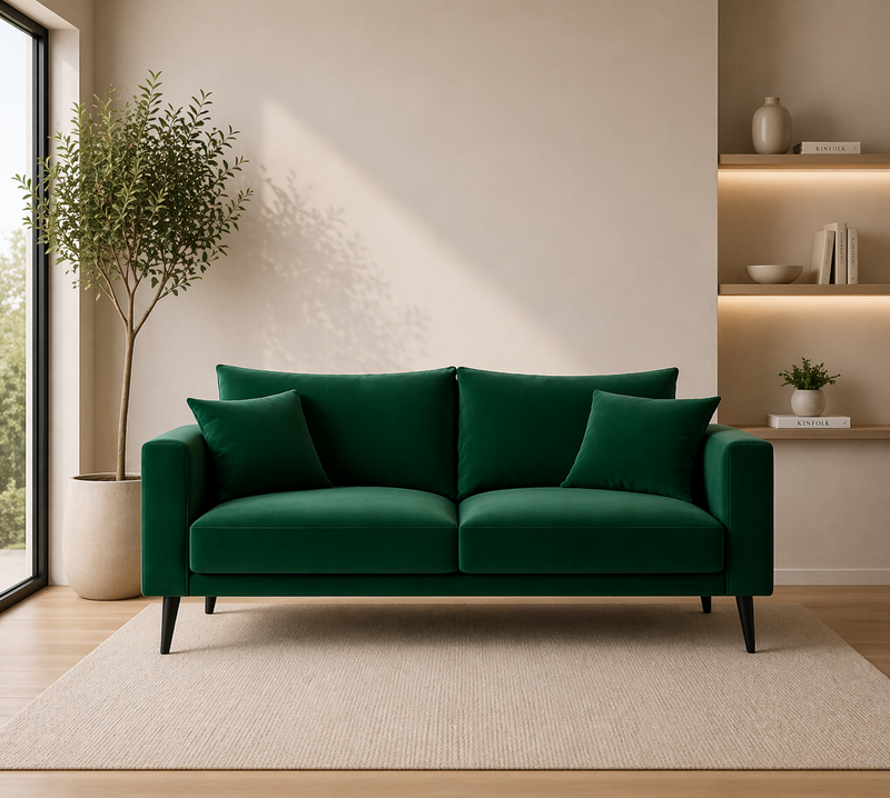 CONNIE 2-Seater Sofa VELUTTO 10 - dark green velvet