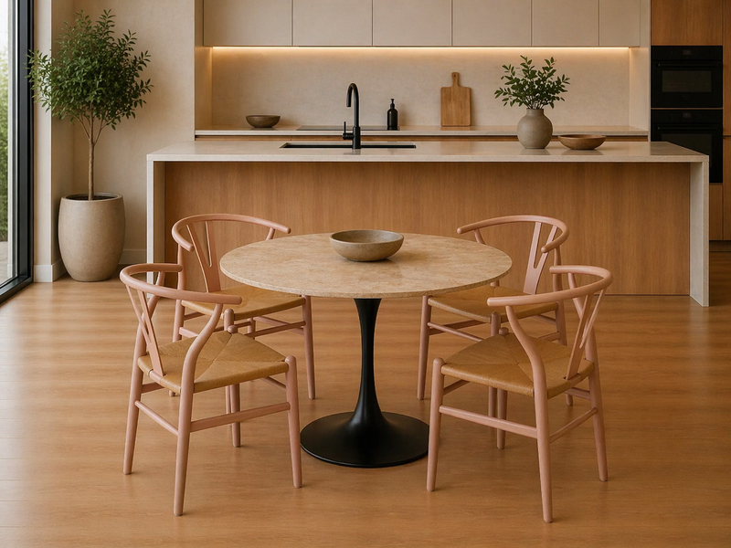 MALTA Round dining table rough powder Ø90x75 cm - brown