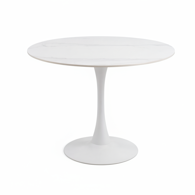MALTA Round Dining Table 90cm - ceramic white