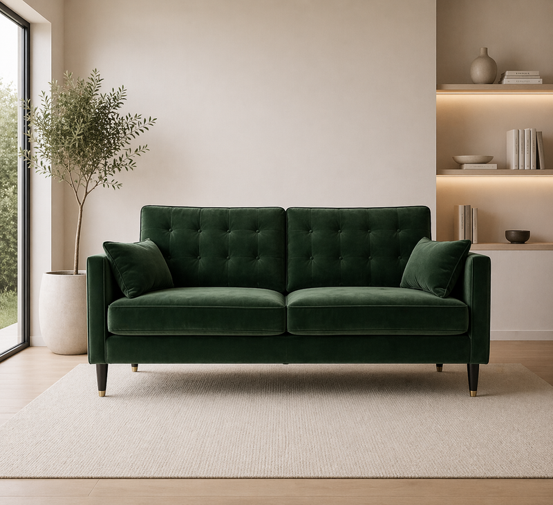 EMMA 3-Seater Sofa VELLUTO 10 - dark green