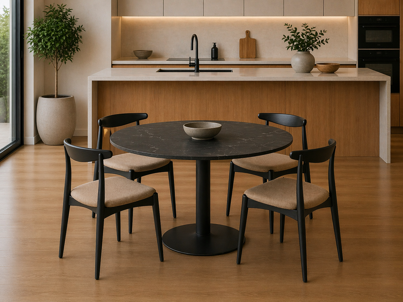 IBIZA Round Dining Table 110cm - black marble