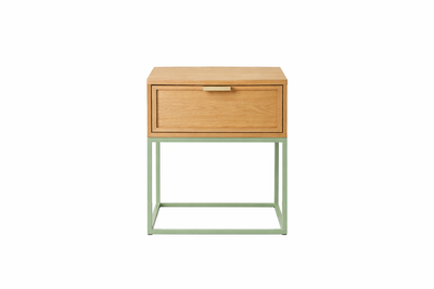 ZACK Bedside Table - oak / light green