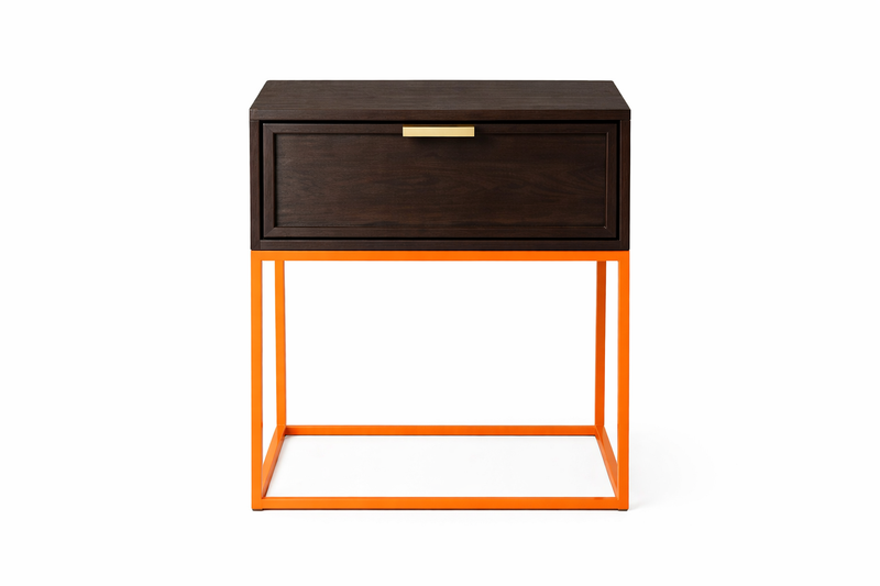 ZACK Bedside Table - wenge / orange