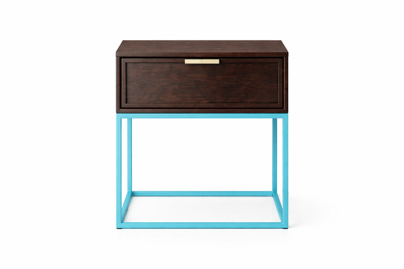 ZACK Bedside Table - wenge / aqua blue