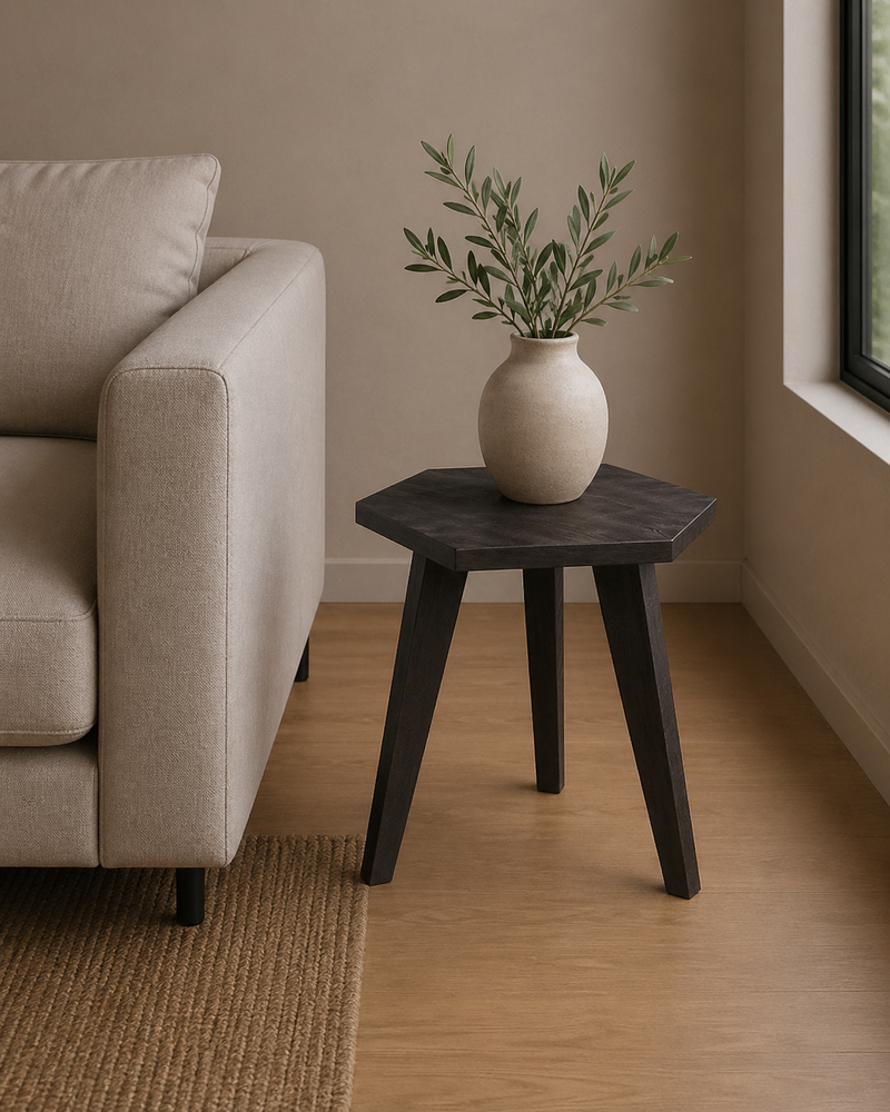 HEX End Table (rough sawn) - black