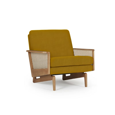 EGSMARK Cane Webbing Armchair - velvet ocre