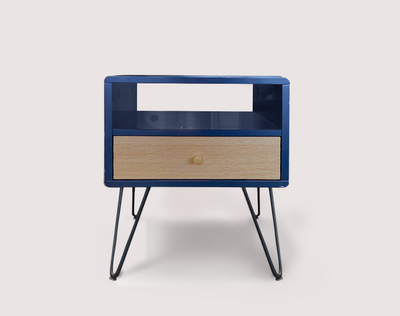 Kurt Bedside Table (Navy/Oak)