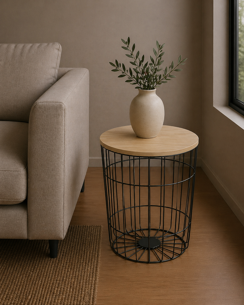 LOTUS End Table 43cm - oak / black