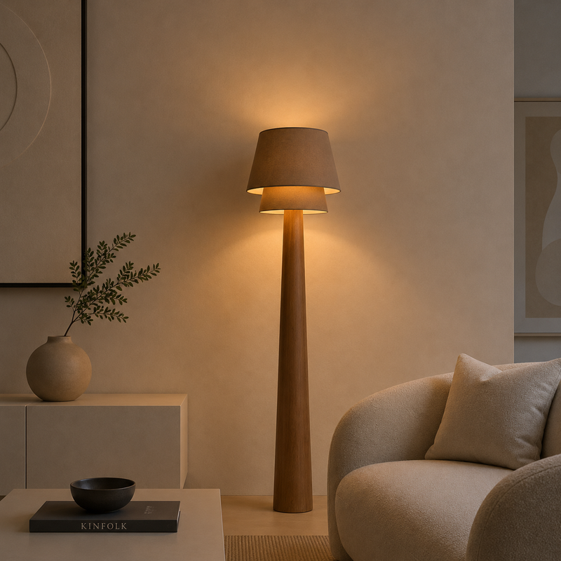 WAKE Floor Lamp - oak / brown (E27)