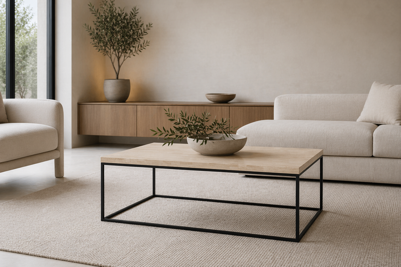 BAROSSA Rectangle Coffee Table 110 x 55 cm - travertine