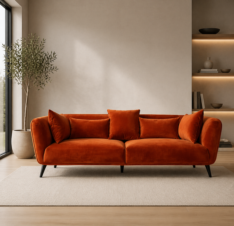 AVENUE 3-Seater Sofa MEG 64 - orange velvet