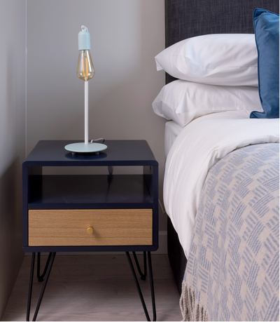 Kurt Bedside Table (Navy/Oak)