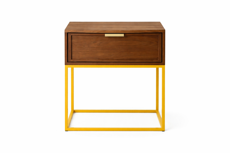ZACK Bedside Table - walnut / yellow