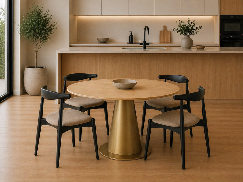 ELBOW Dining chair - Black / Light Brown.