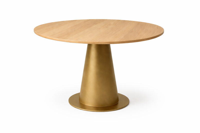 OSCAR Dining Table 100cm - natural oak / brass