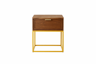 ZACK Bedside Table - walnut / yellow