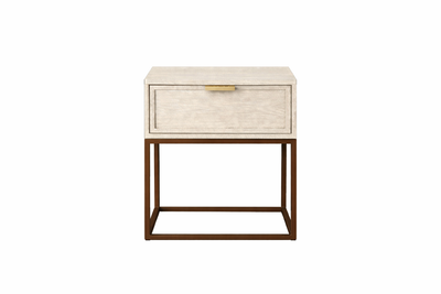 ZACK Bedside Table - White wash/Umber