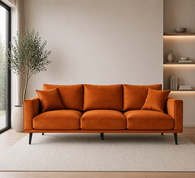 CONNIE 3-Seater Sofa VELUTTO 33 - rust velvet