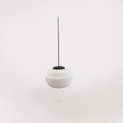 Acorn Pendant Light (Black & Opal Glass)