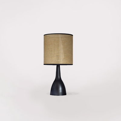 Boho Table Lamp (Black & Rattan)
