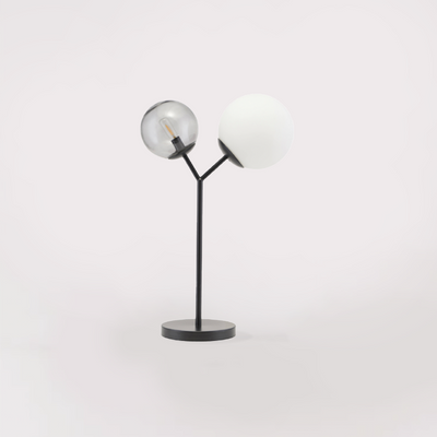 Due Table Lamp (Black, Smoked Glass & Opal Glass)