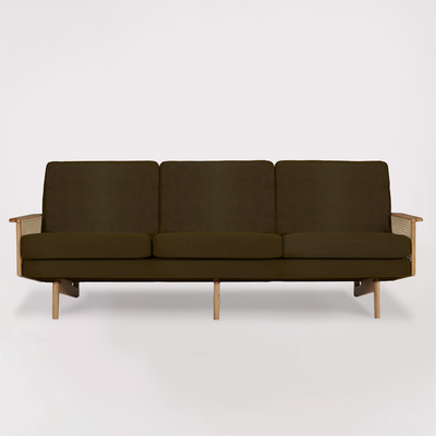 Egsmark Cane Webbing 3 Seater (Velvet Army)