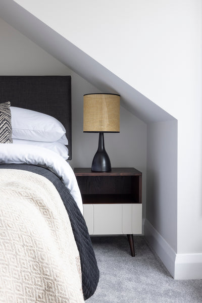 Boho Table Lamp (Black & Rattan)