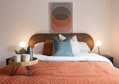 Headboard Oval - 6 FT Wide 2 FT Tall (Brown Faux Leather)