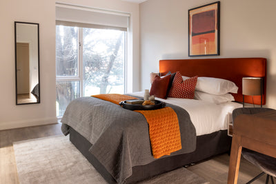 Long Low Headboard  - 7 FT Wide 24'' Tall (Burnt Orange)