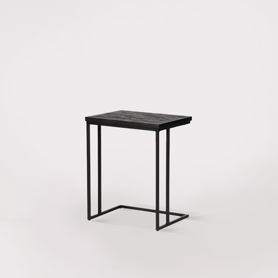 Sharing U-Shape End Table (Black Teak Wood & Black)