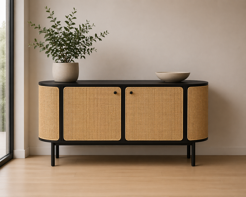 HYGGE Sideboard - black oak & cane