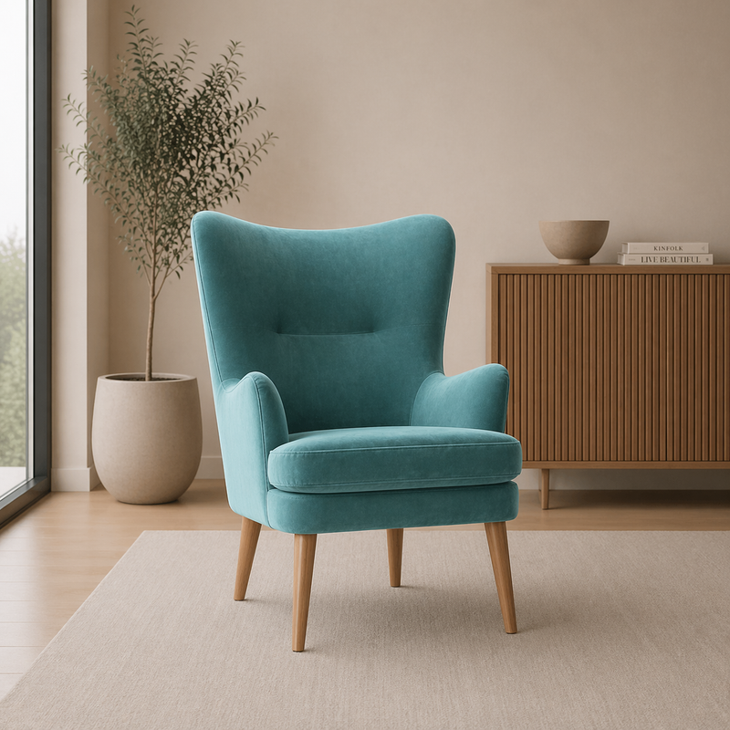 HUGO Armchair MEG 12 - light teal velvet