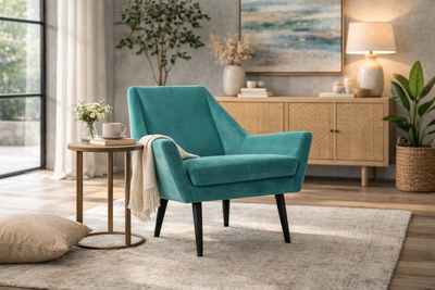 CARLTON Armchair MEG 12 - light teal velvet