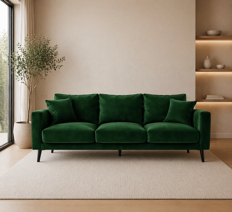 CONNIE 3-Seater Sofa VELUTTO 10 - dark green velvet