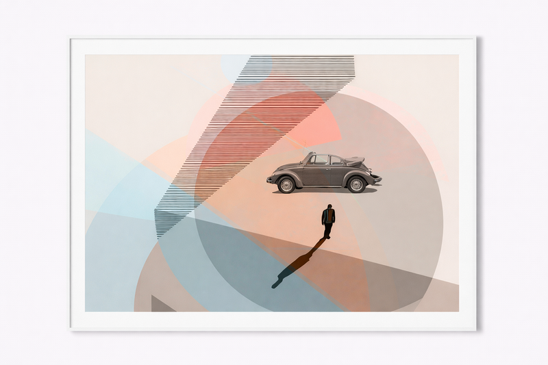 1200x800 Car Slim Border White Frame