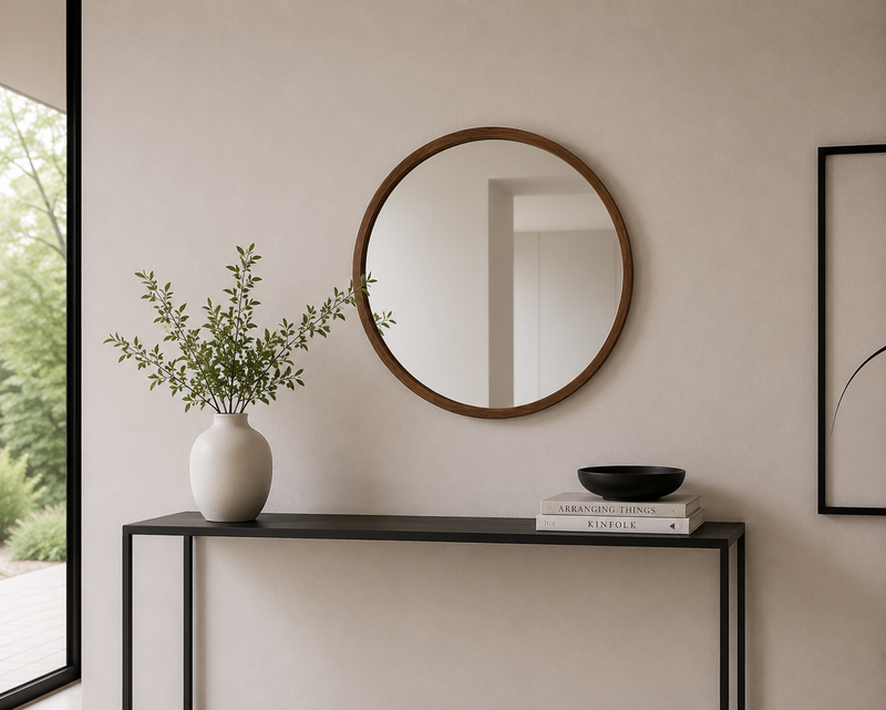 HALO Round Mirror 760mm - walnut