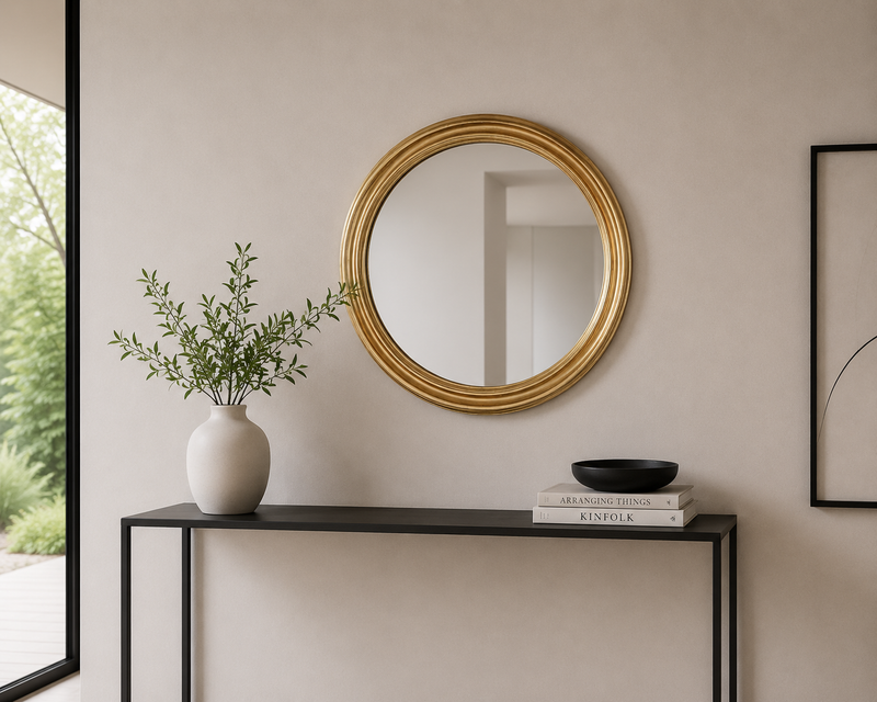 CONVEX Small Round Mirror 30cm - gold frame