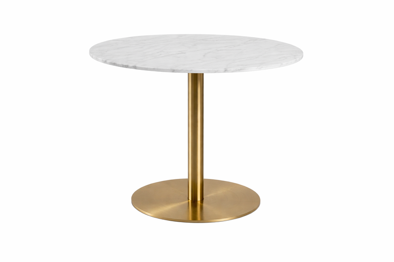 CORBY Round Dining Table 105cm - marble white / brass base