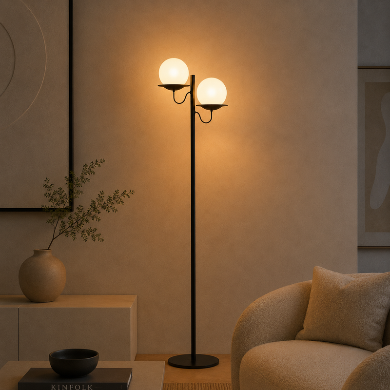 SABALETE Floor Lamp - black/opal matt (E27).